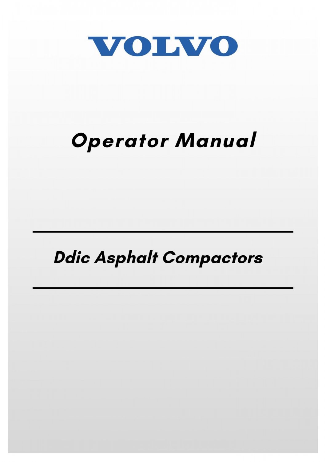 Volvo Pt125 Asphalt Compactors Operator Manual