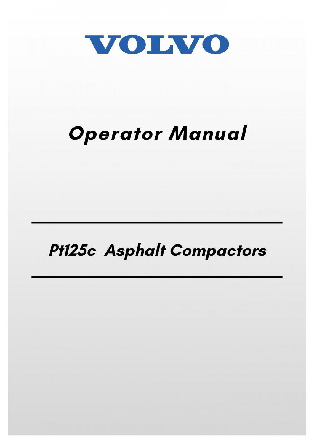Volvo Pt125c Asphalt Compactors Operator Manual