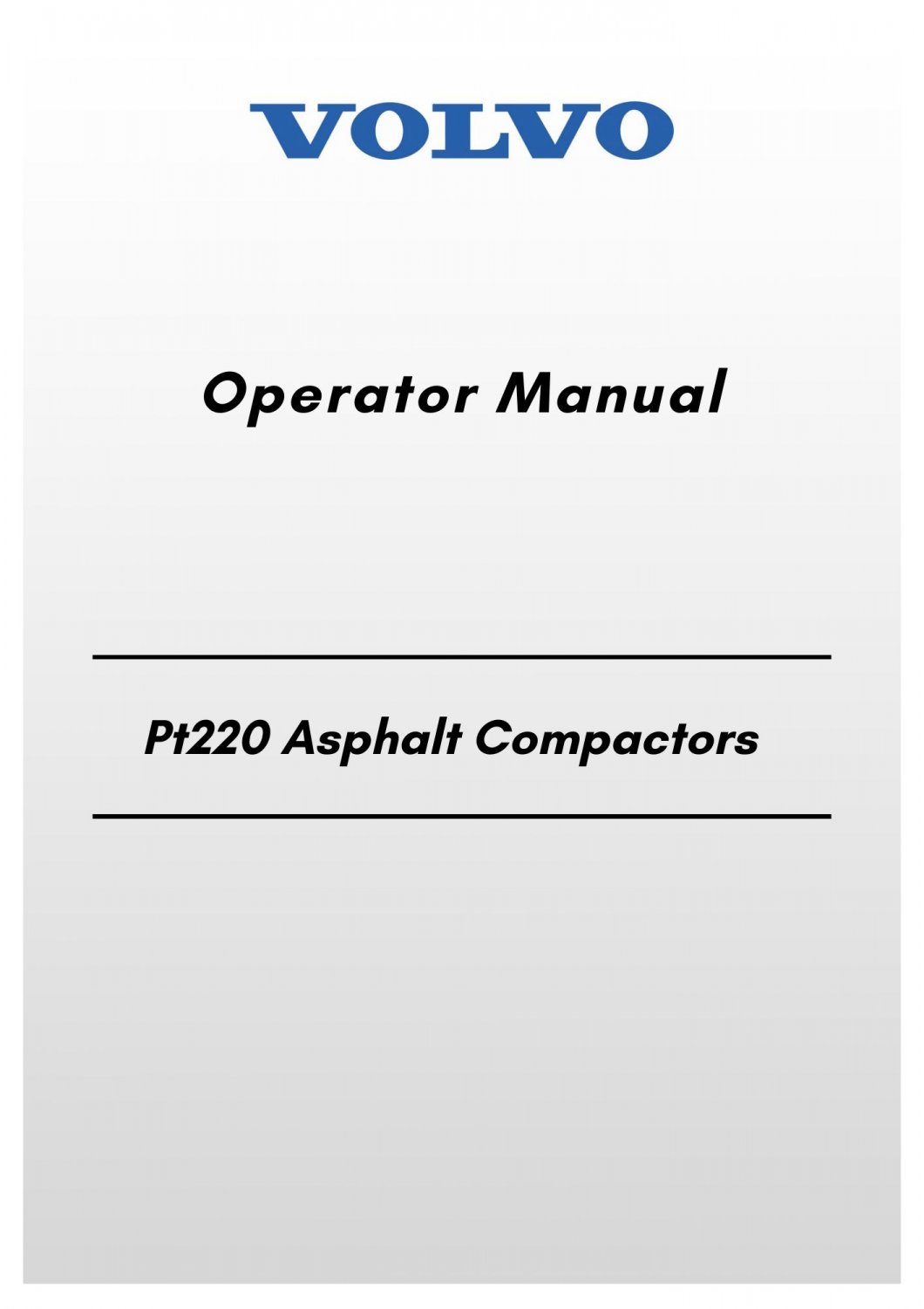 Volvo Pt220c Asphalt Compactors Operator Manual