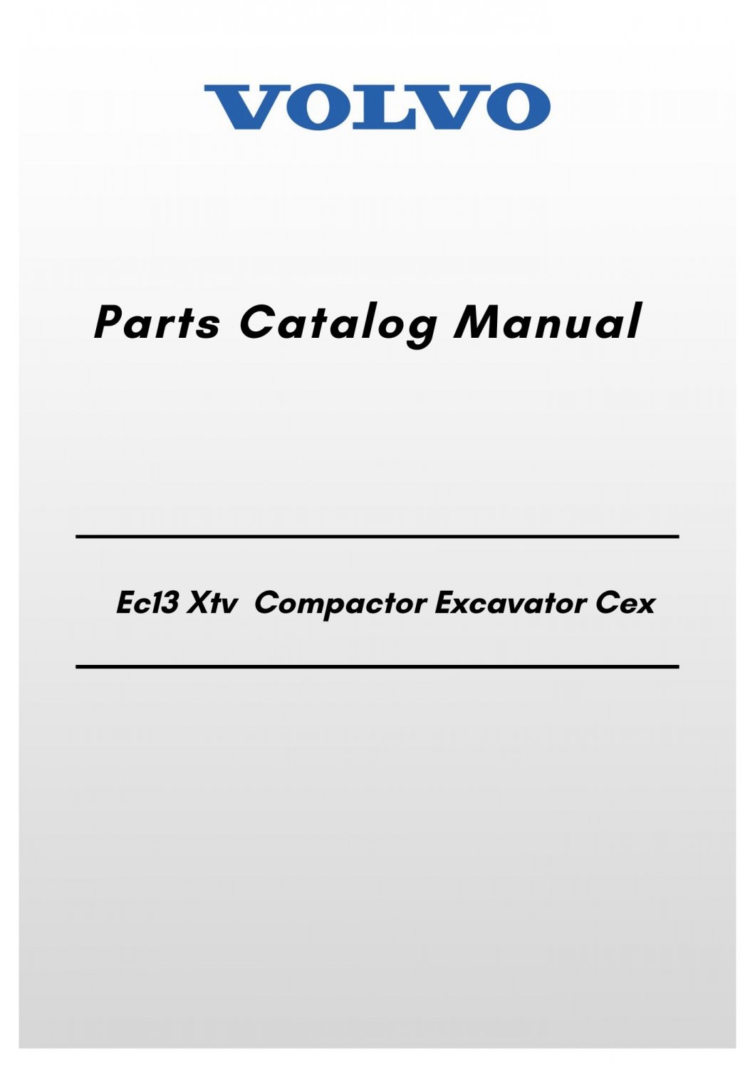 Volvo Ec13 Xtv Compactor Excavator Cex Parts Catalog Manual