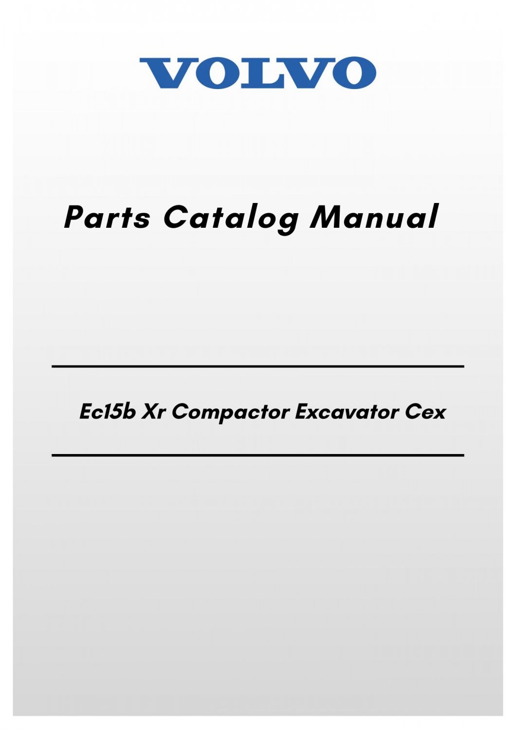 Volvo Ec15b Xr Compactor Excavator Cex Parts Catalog Manual