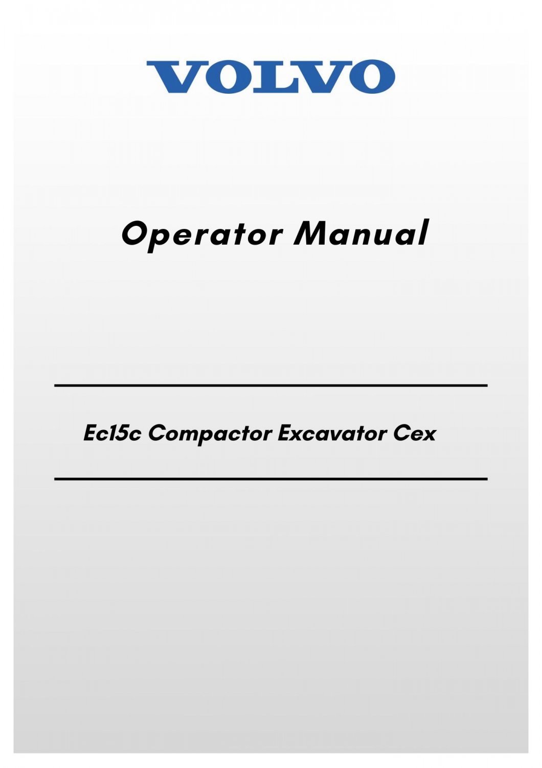 Volvo Ec15c Compactor Excavator Cex Operator Manual