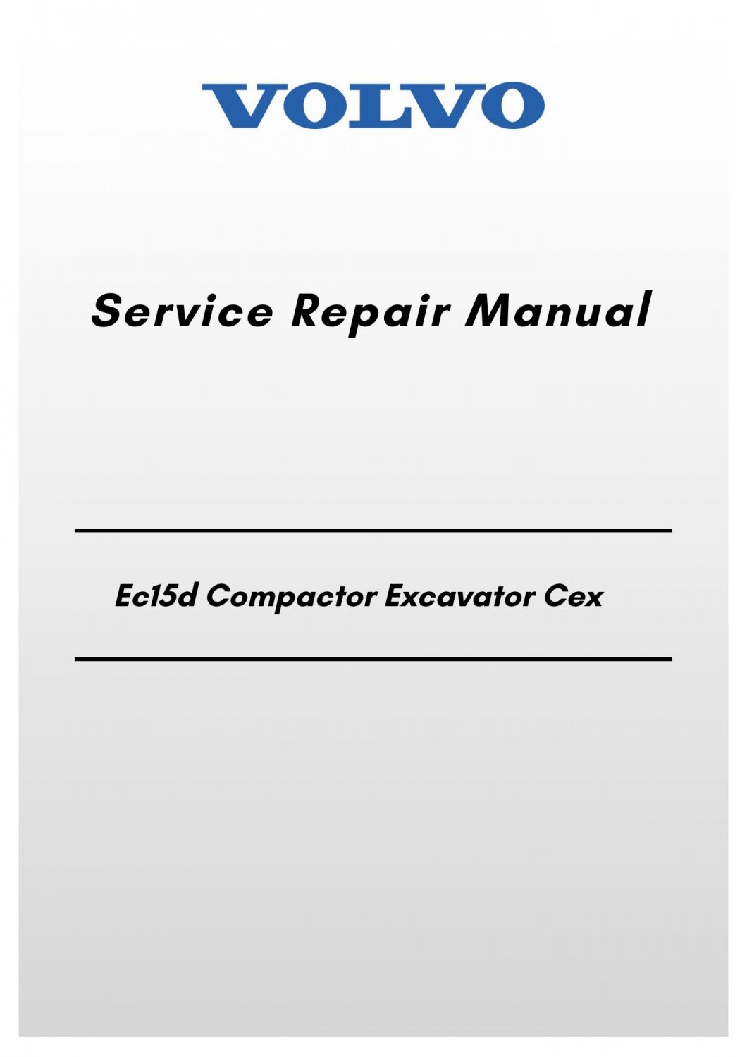 Volvo Ec15d Compactor Excavator Cex Service Repair Manual