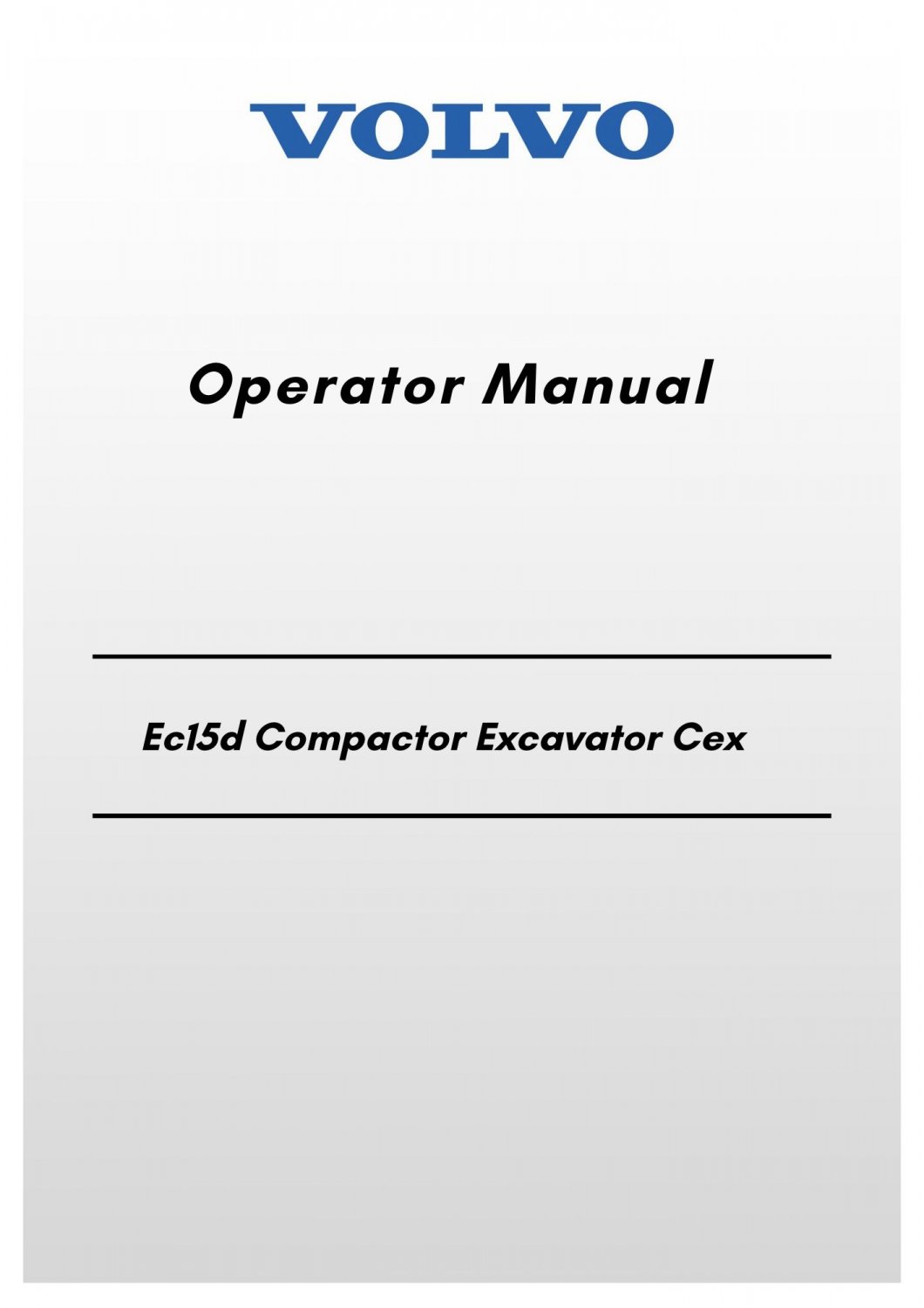 Volvo Ec15d Compactor Excavator Cex Operator Manual