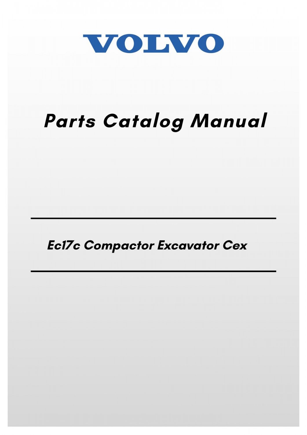 Volvo Ec17c Compactor Excavator Cex Parts Catalog Manual