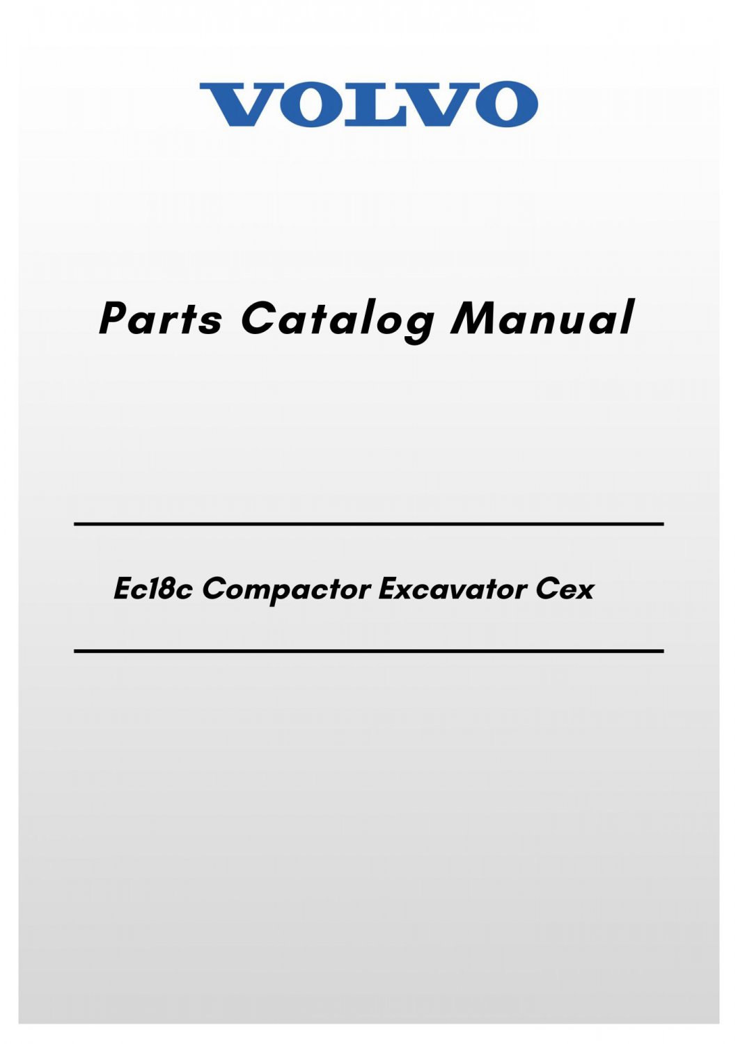 Volvo Ec18c Compactor Excavator Cex Parts Catalog Manual