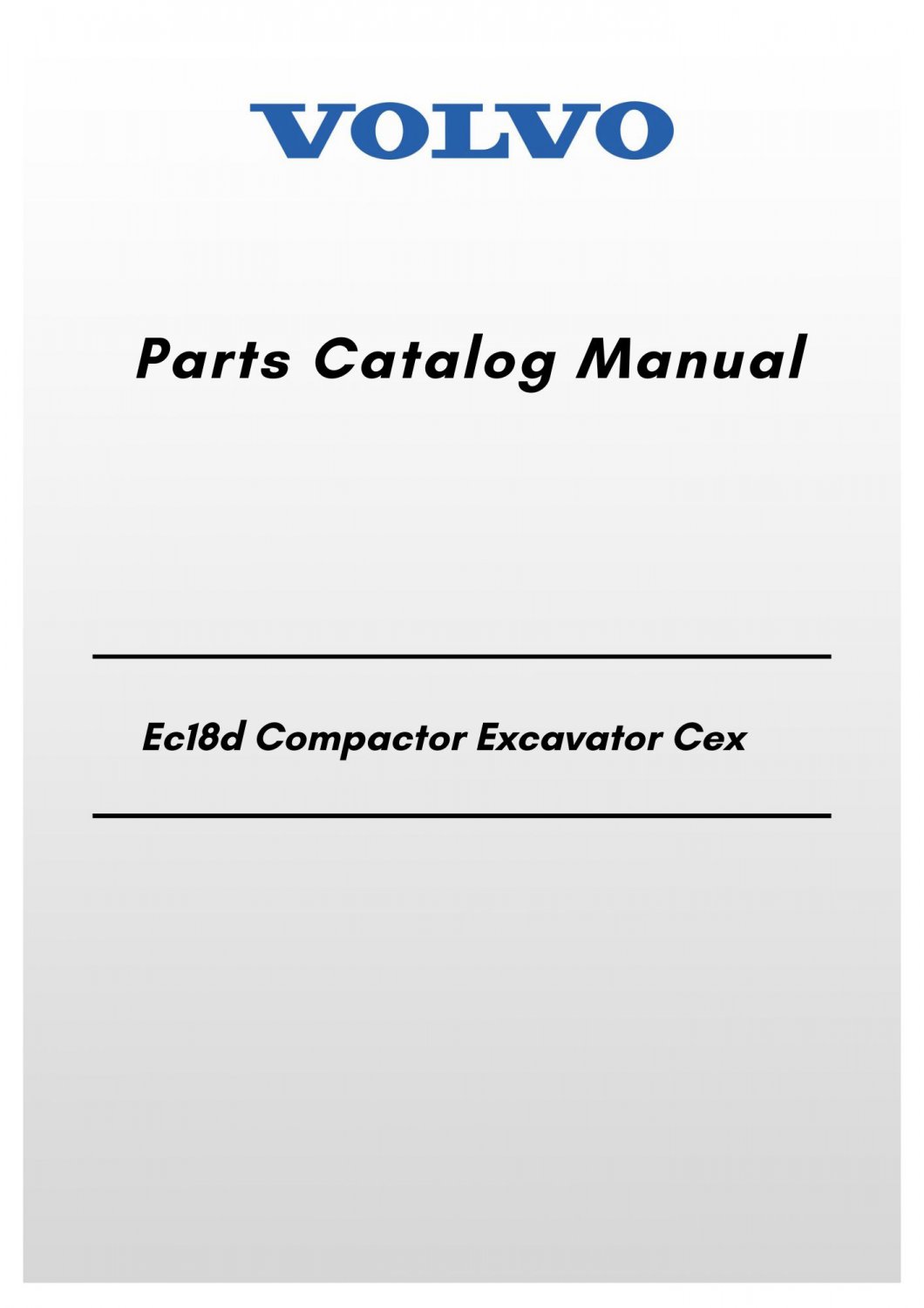 Volvo Ec18d Compactor Excavator Cex Parts Catalog Manual