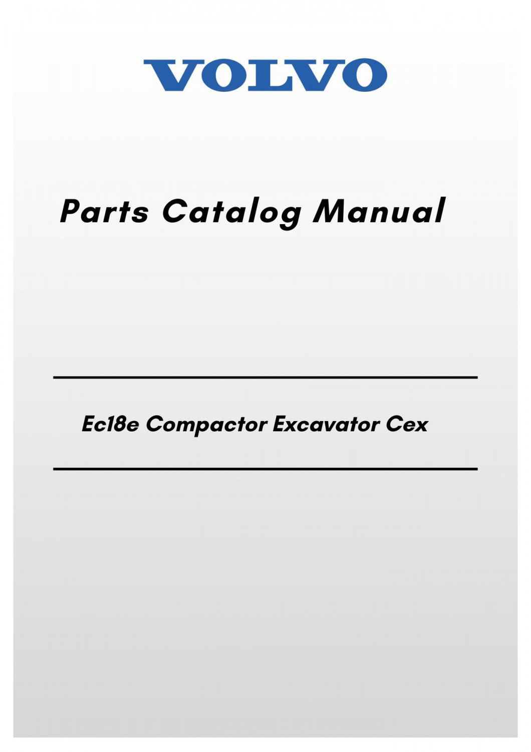 Volvo Ec18e Compactor Excavator Cex Parts Catalog Manual