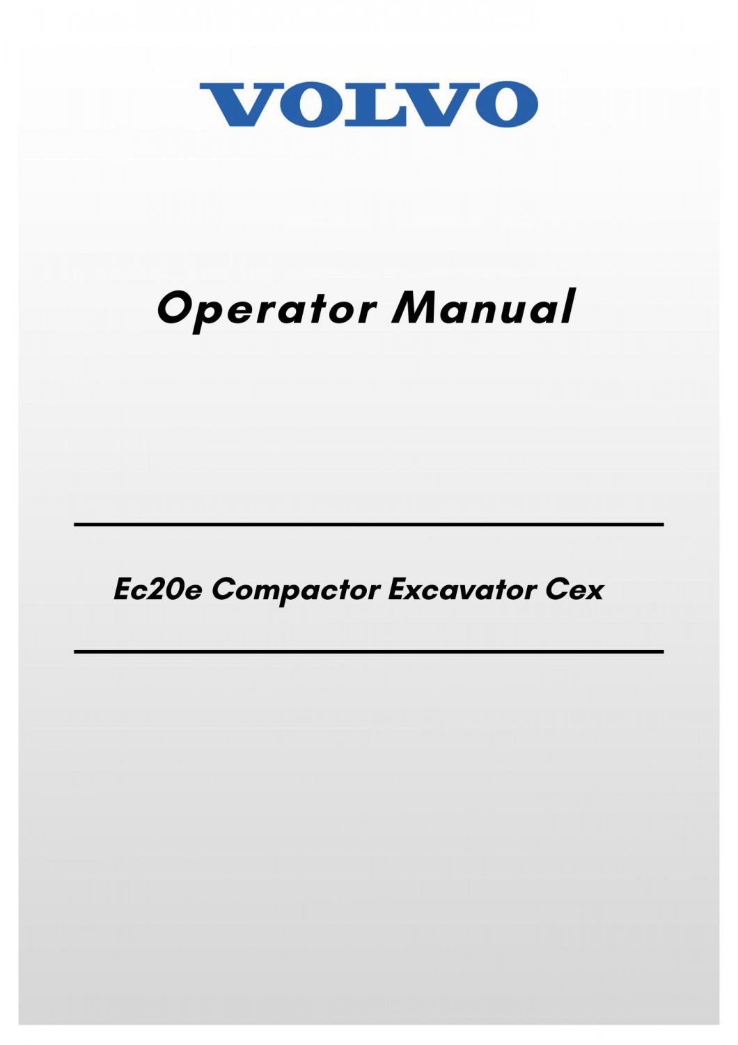 Volvo Ec20e Compactor Excavator Cex Operator Manual