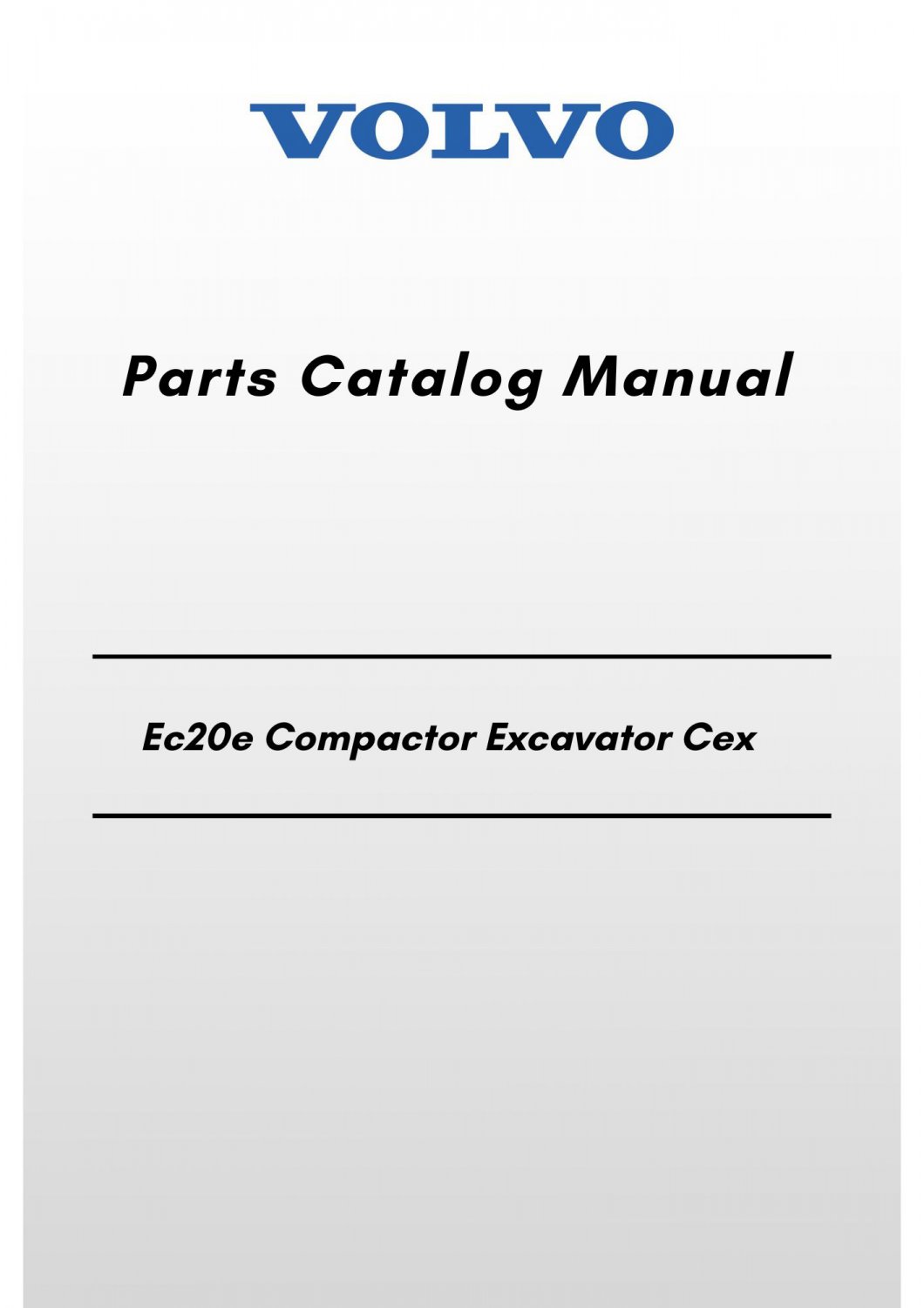Volvo Ec20e Compactor Excavator Cex Parts Catalog Manual