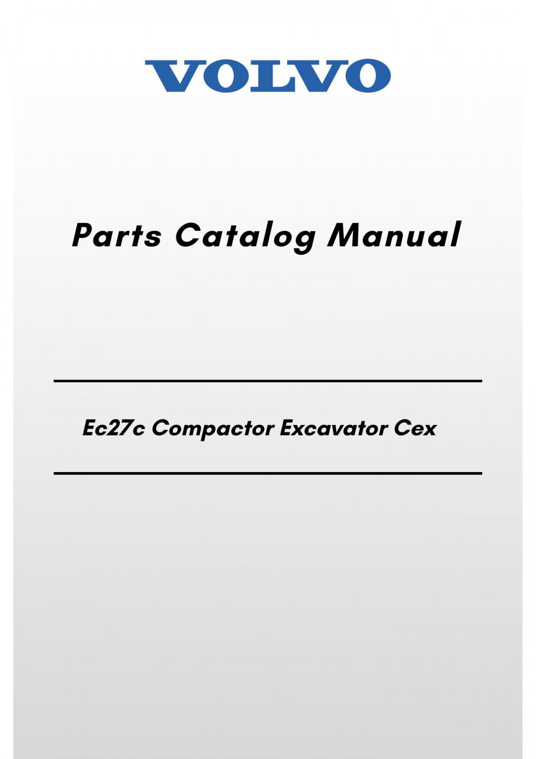 Volvo Ec27c Compactor Excavator Cex Parts Catalog Manual