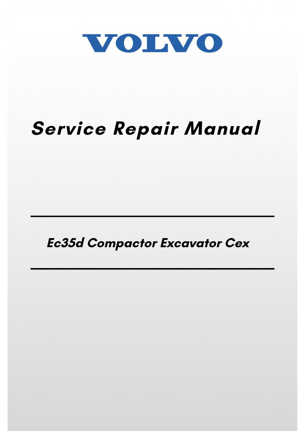 Volvo Ec35d Compactor Excavator Cex Service Repair Manual