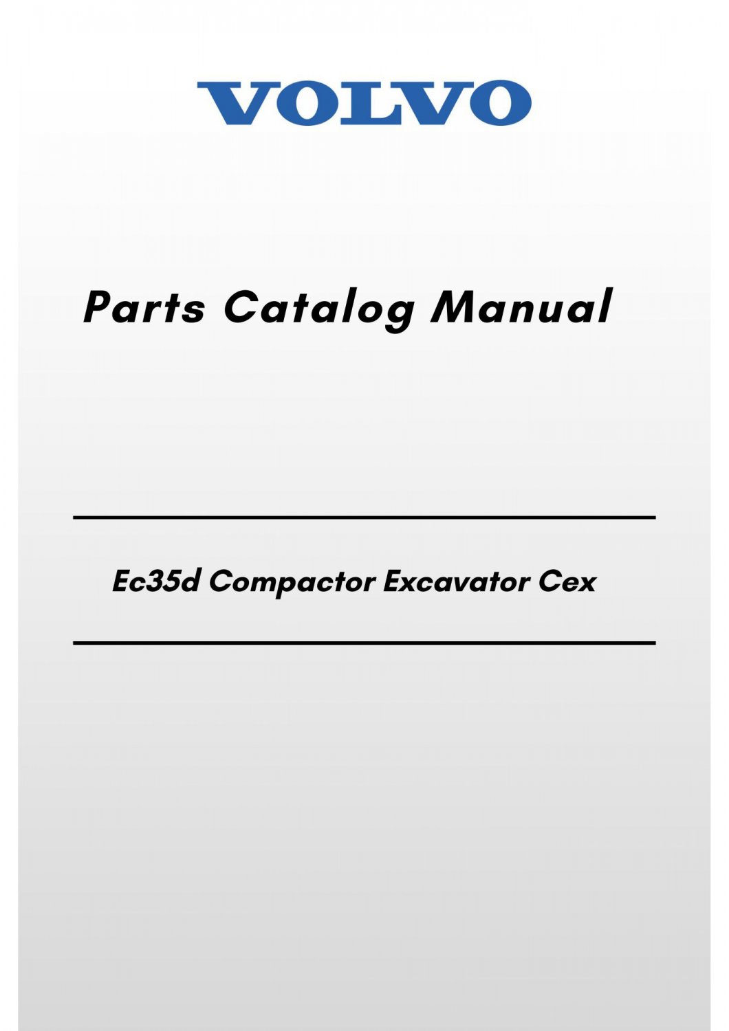 Volvo Ec35d Compactor Excavator Cex Parts Catalog Manual
