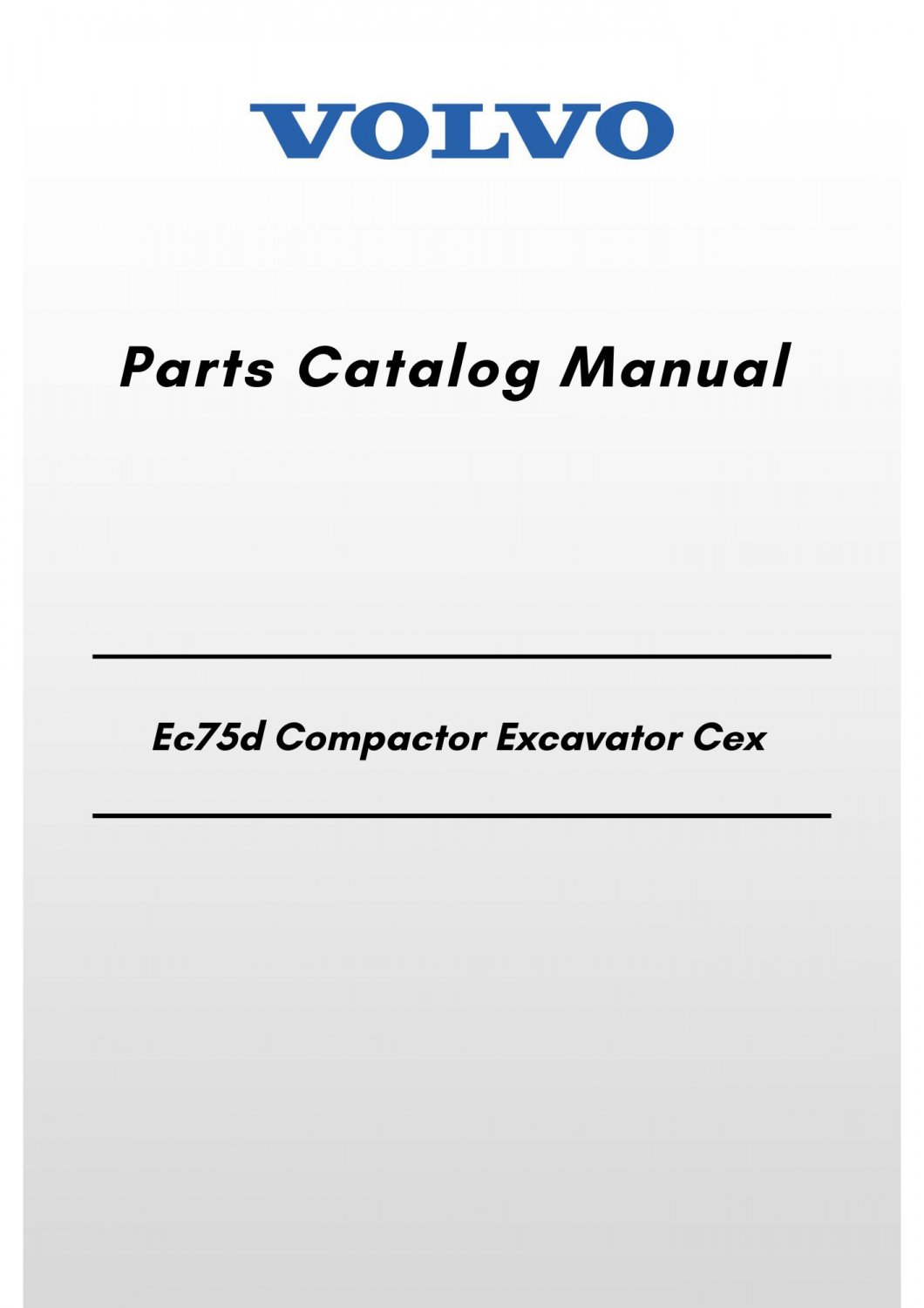 Volvo Ec75d Compactor Excavator Cex Parts Catalog Manual