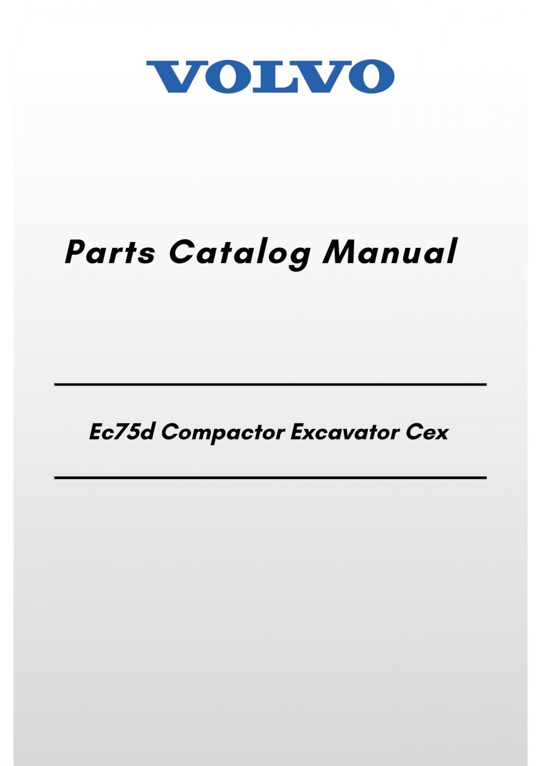Volvo Ec75d Compactor Excavator Cex Parts Catalog Manual