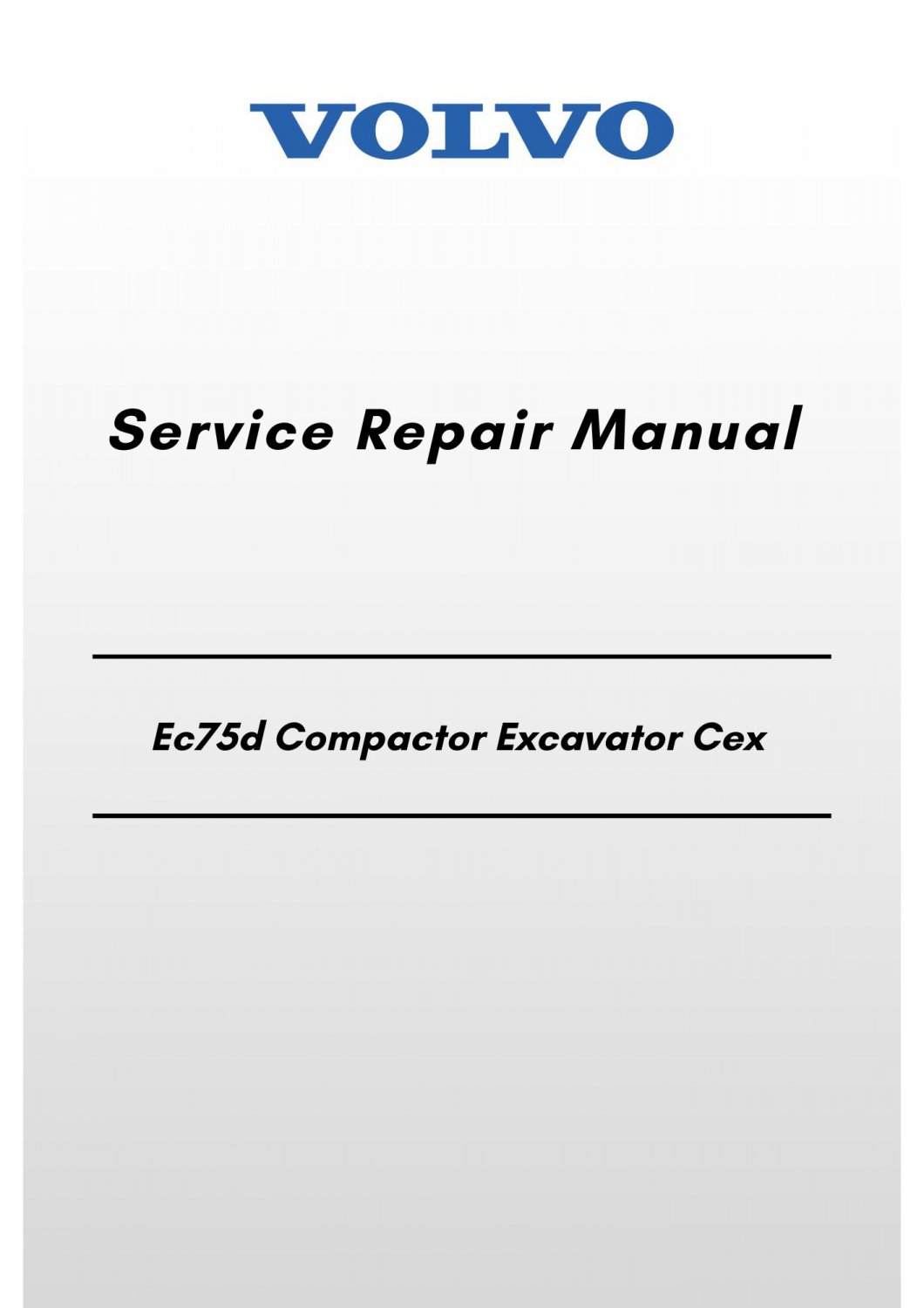 Volvo Ec80d Compactor Excavator Cex Service Repair Manual