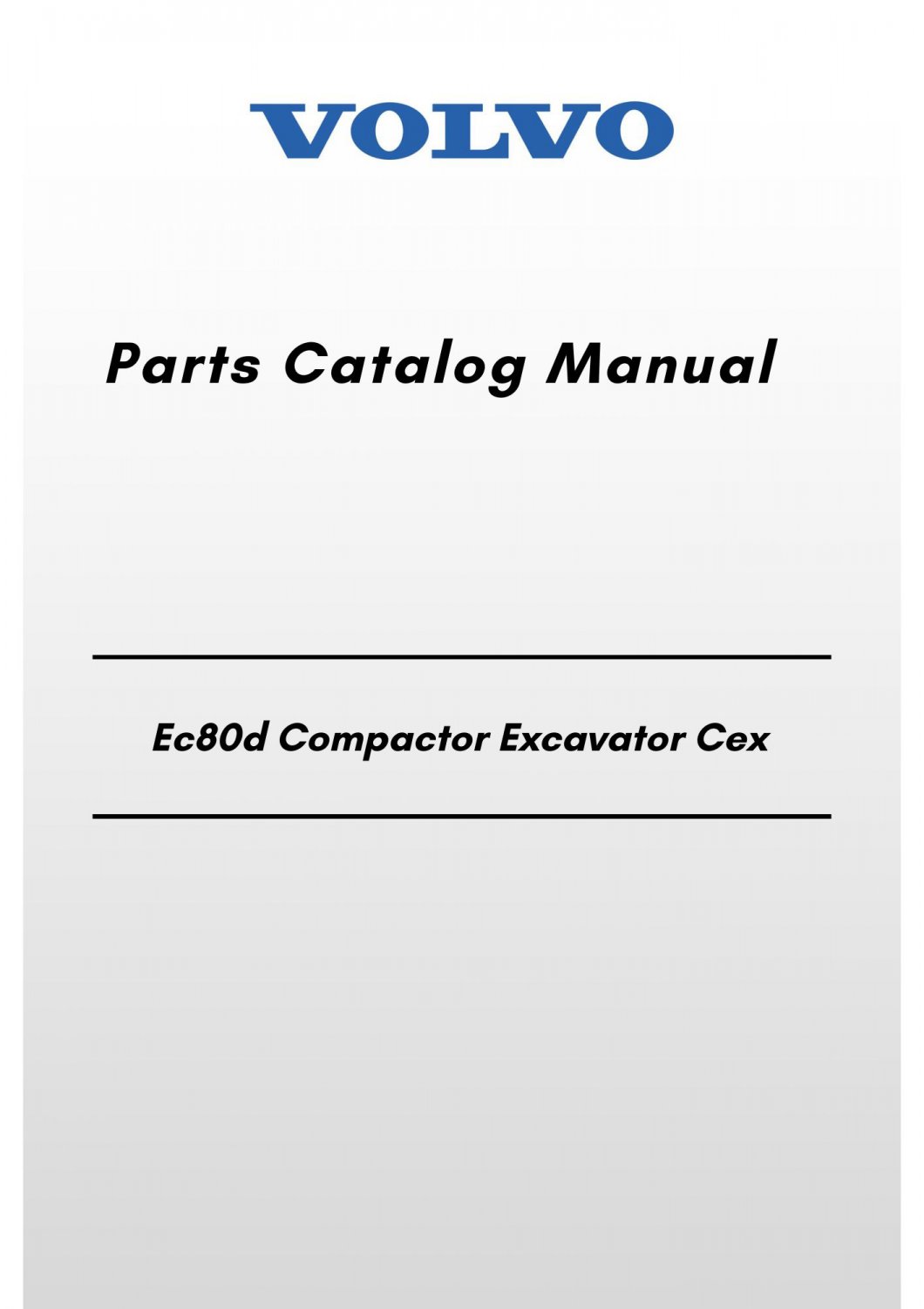 Volvo Ec80d Compactor Excavator Cex Parts Catalog Manual