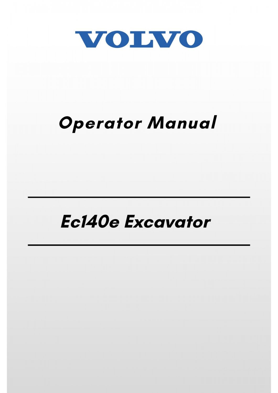 Volvo Ec140e Excavator Operator Manual
