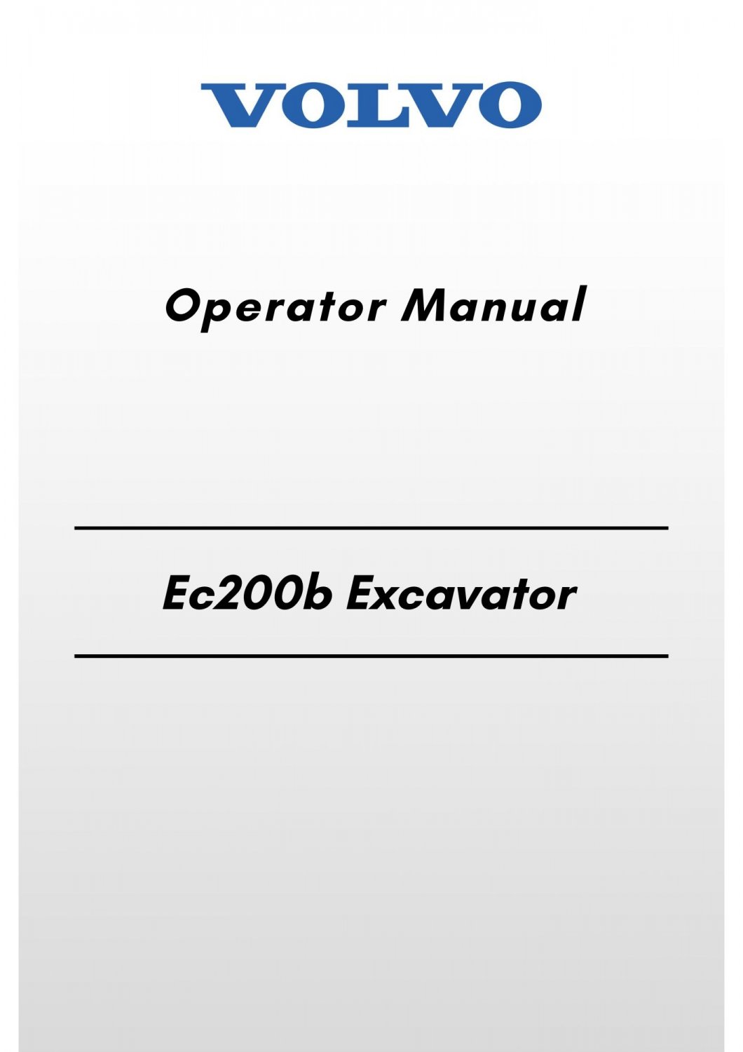 Volvo Ec200d Excavator Operator Manual