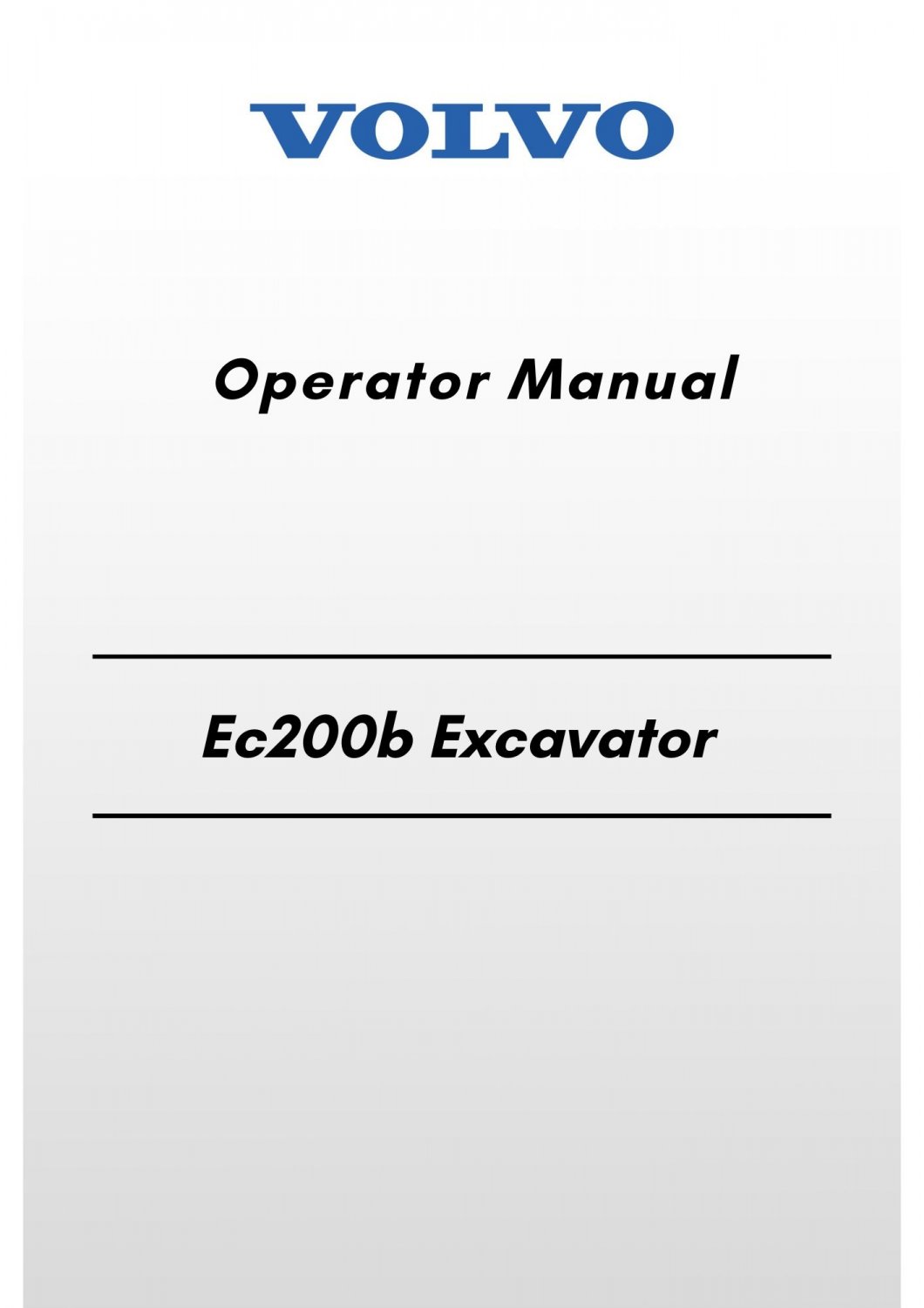 Volvo Ec200d Excavator Operator Manual
