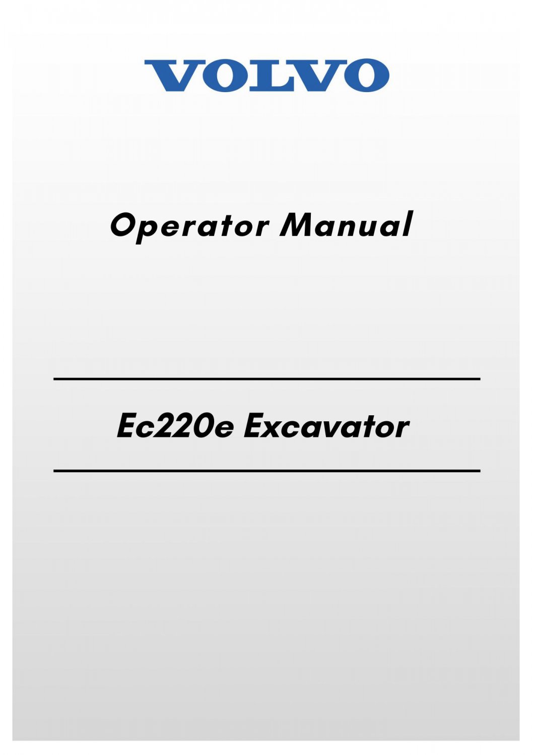 Volvo Ec220e Excavator Operator Manual