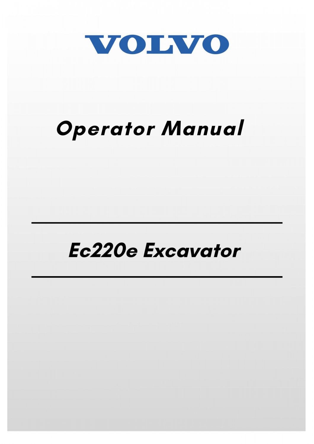 Volvo Ec220e Excavator Operator Manual