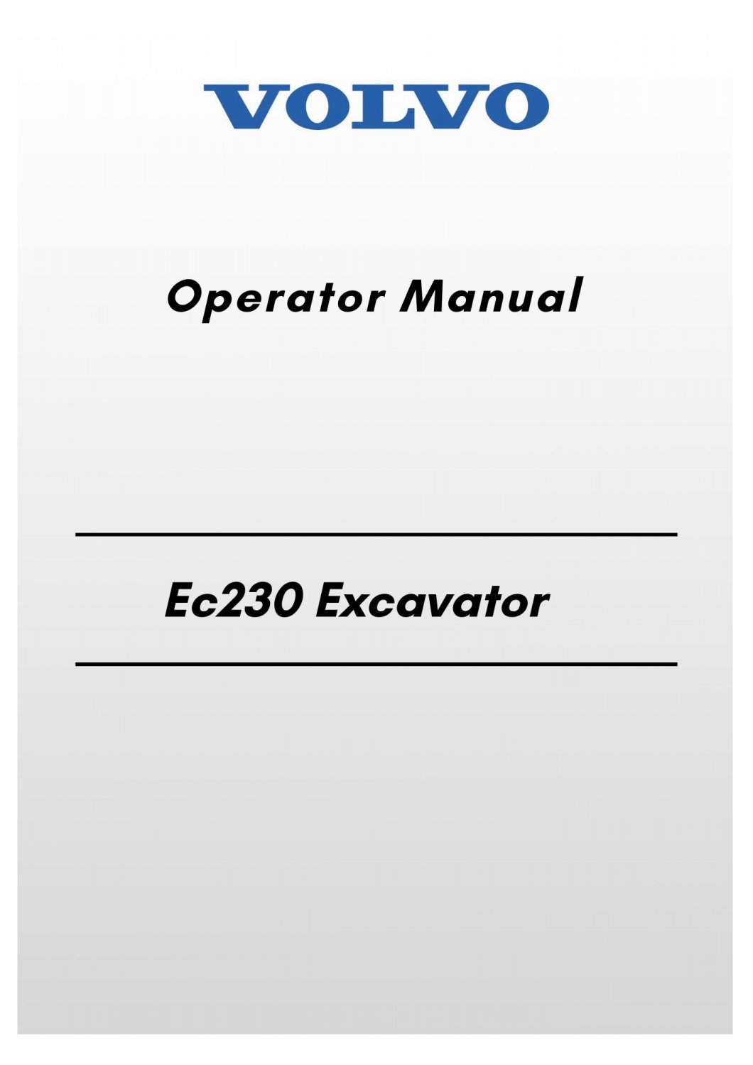Volvo Ec230 Excavator Operator Manual