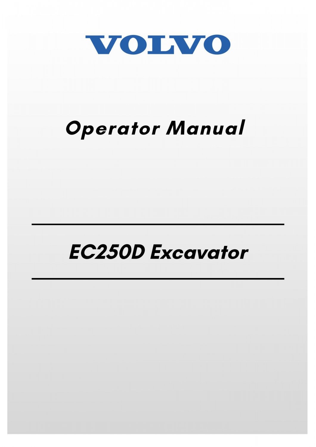 Volvo Ec250d Excavator Operator Manual