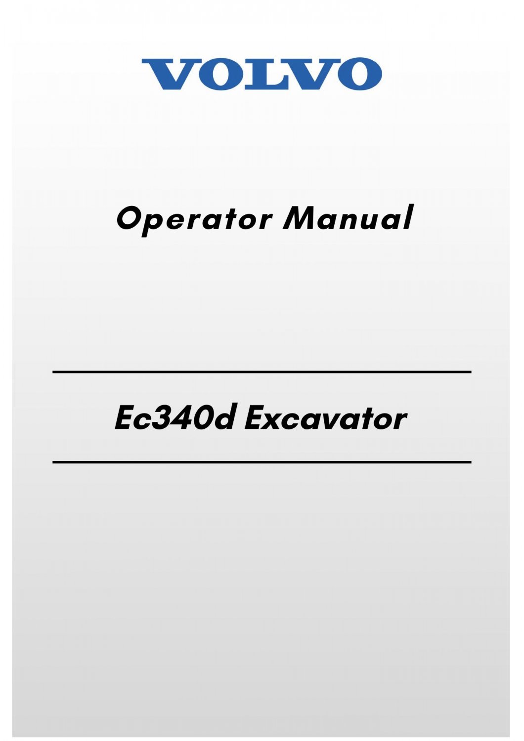 Volvo Ec350d Excavator Operator Manual