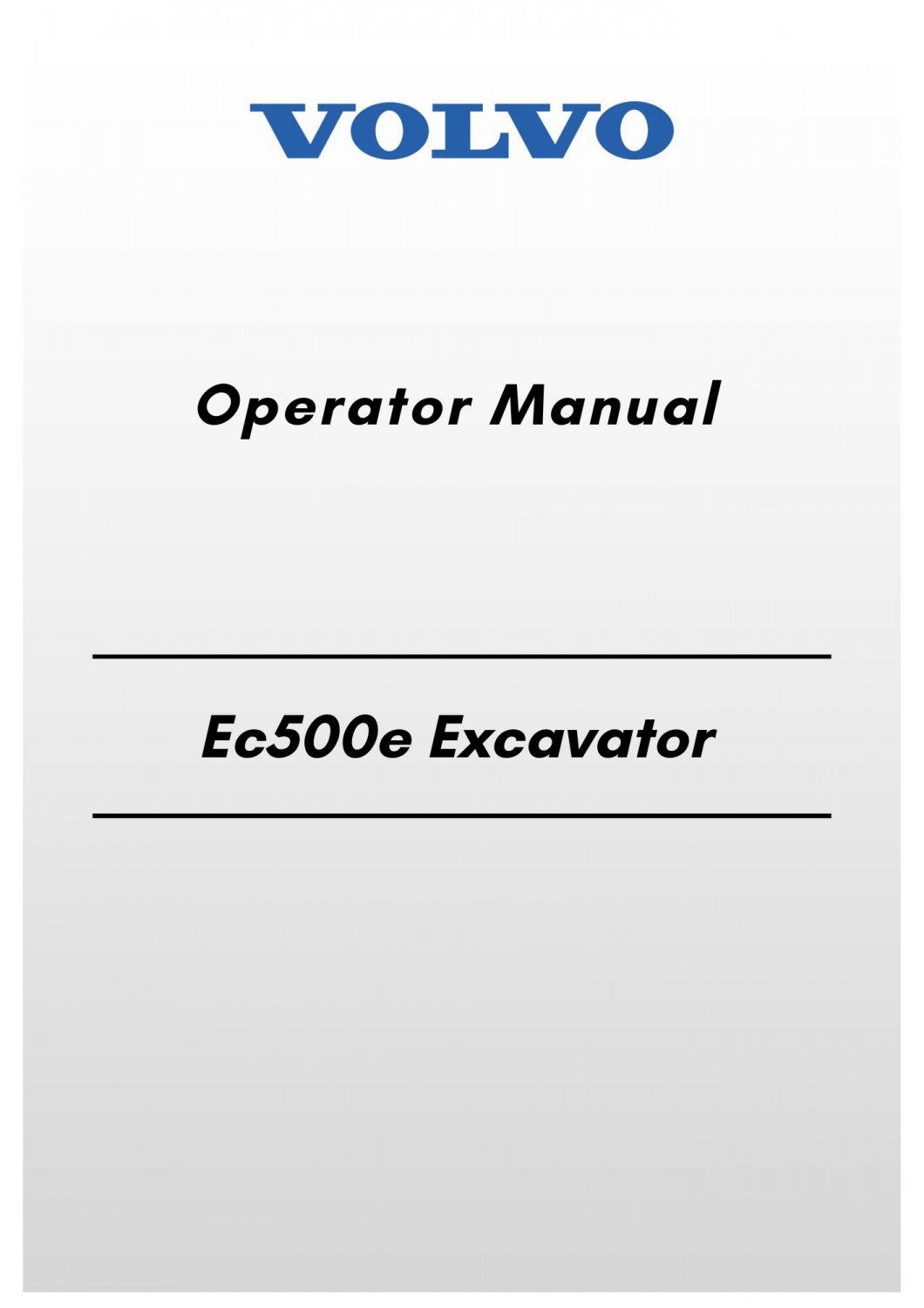 Volvo Ec550e Excavator Operator Manual