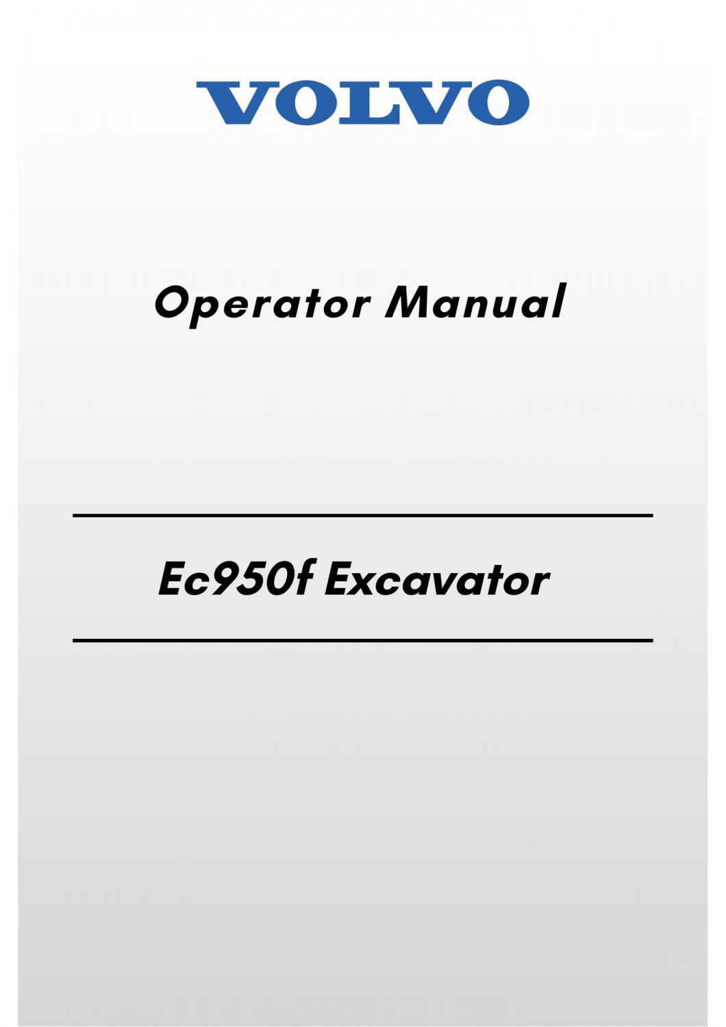 Volvo Ec950f Excavator Operator Manual