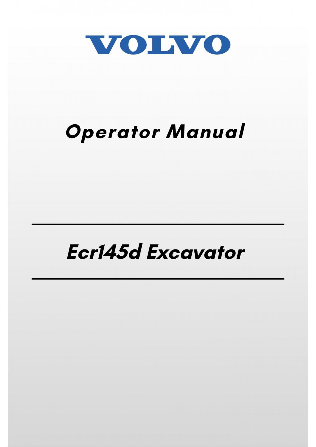 Volvo Ecr145d Excavator Operator Manual