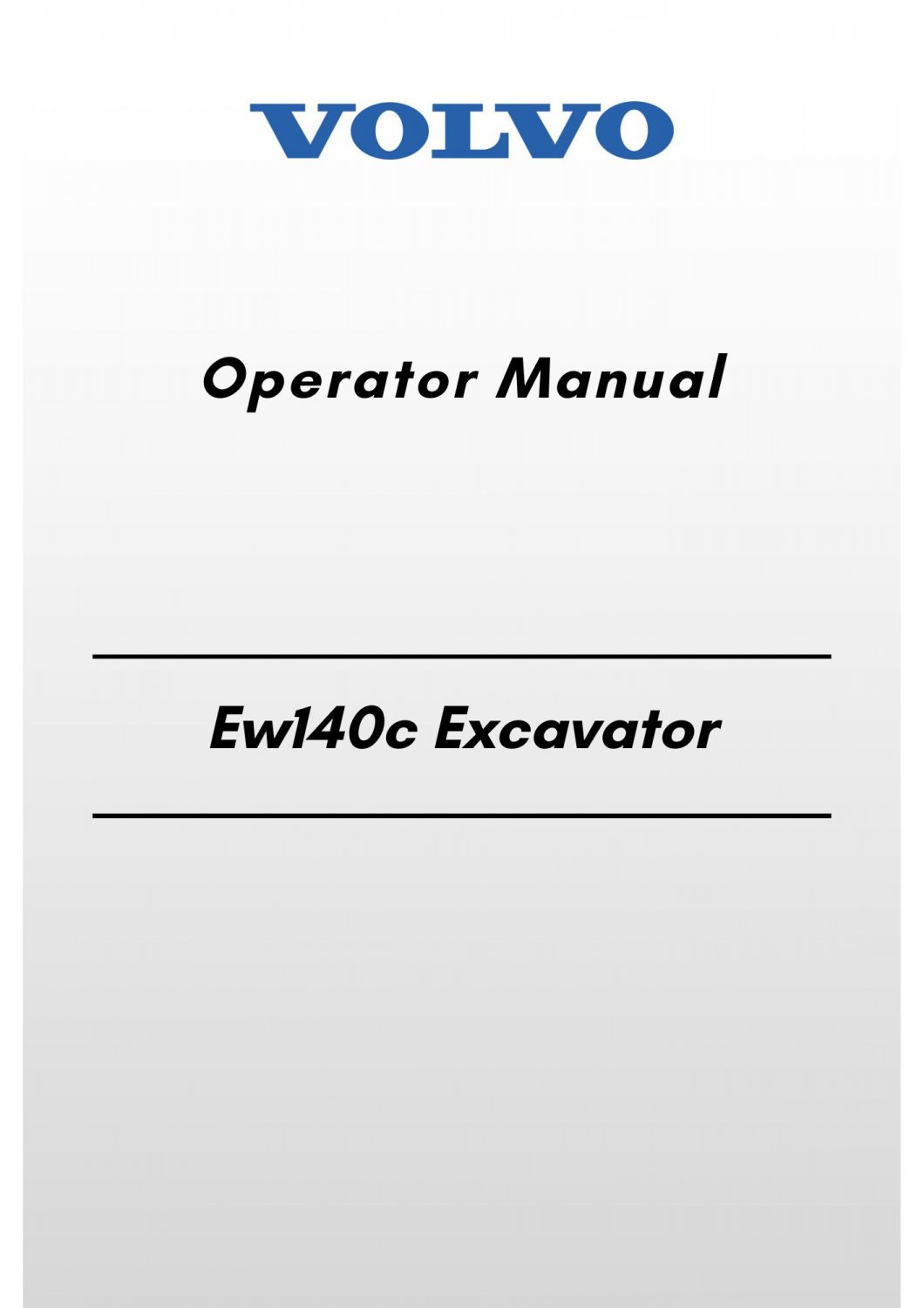 Volvo Ew140c Excavator Operator Manual