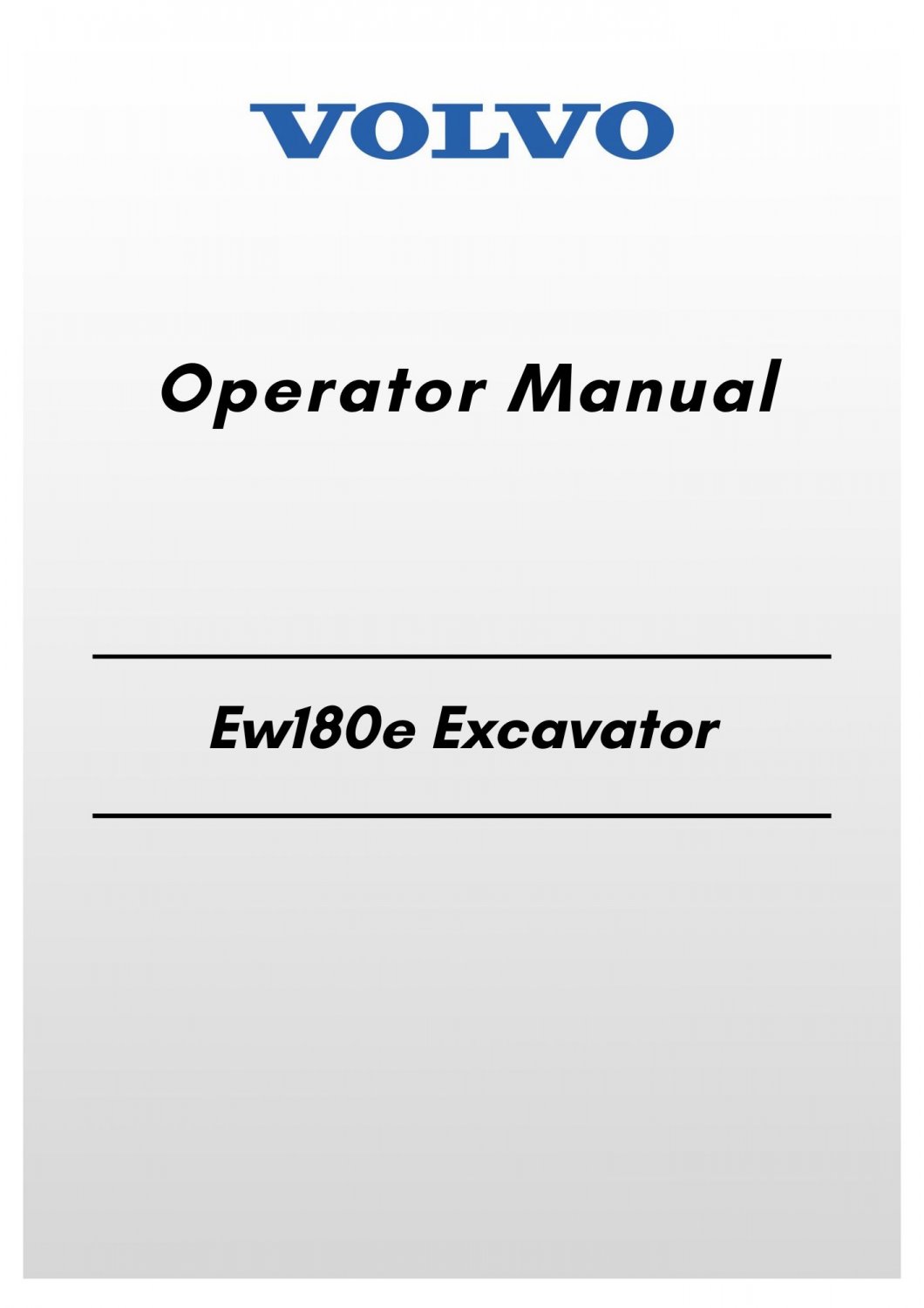 Volvo Ew180e Excavator Operator Manual