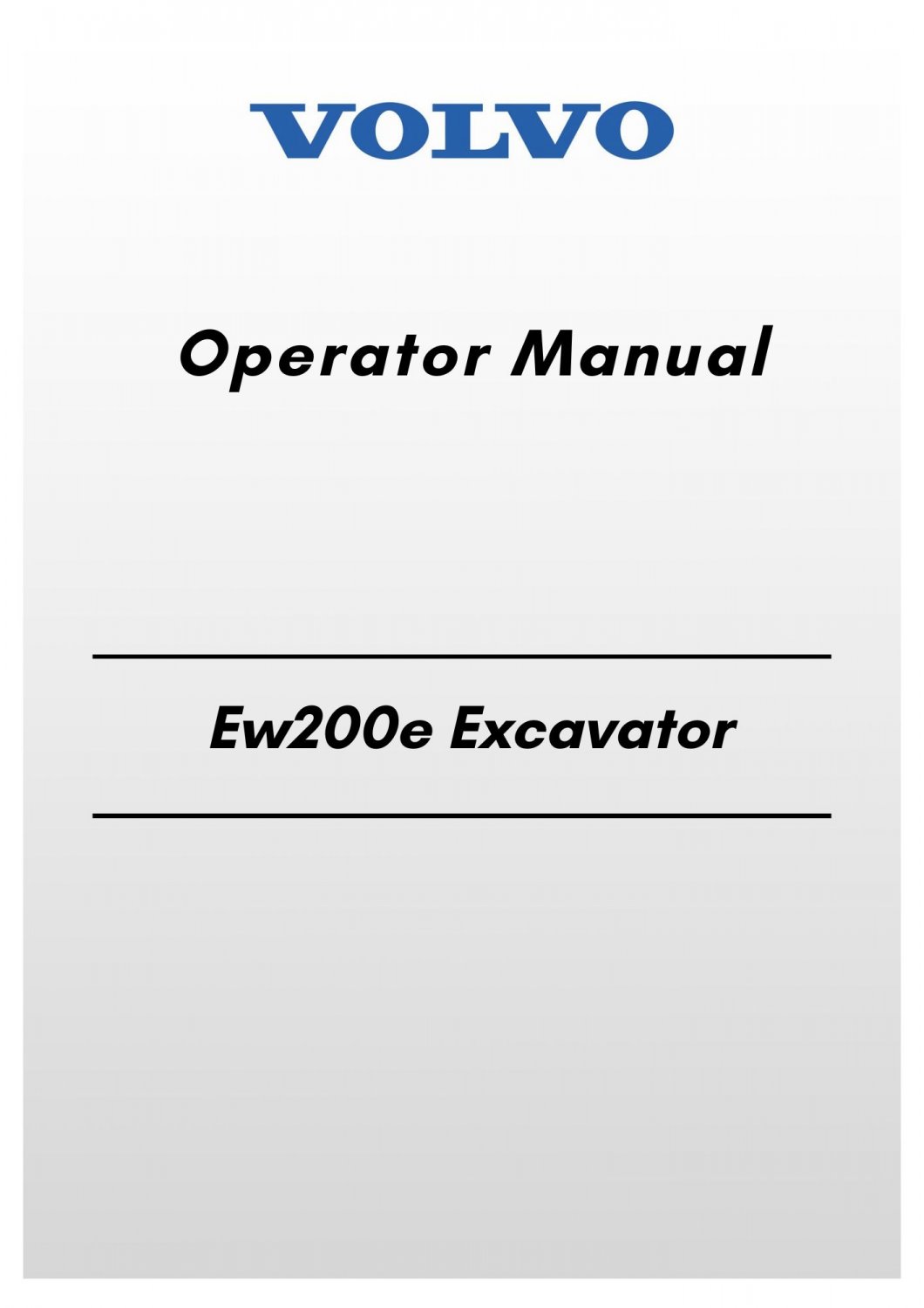 Volvo Ew200e Excavator Operator Manual