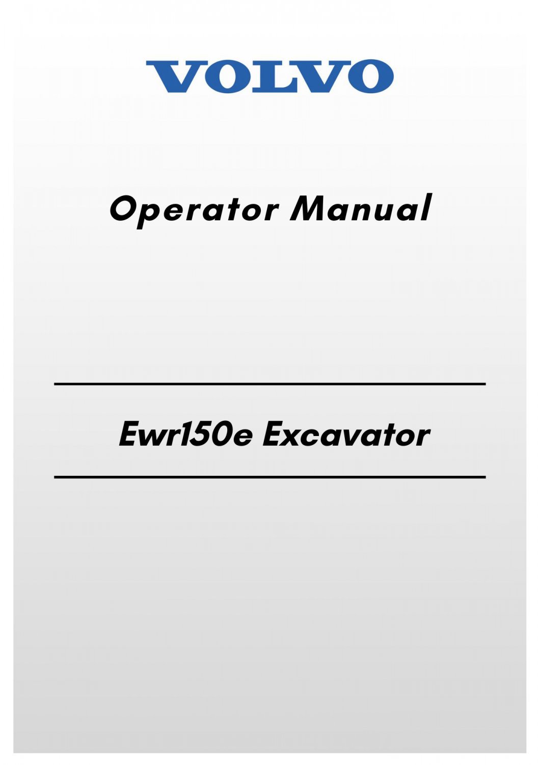 Volvo Ewr150e Excavator Operator Manual