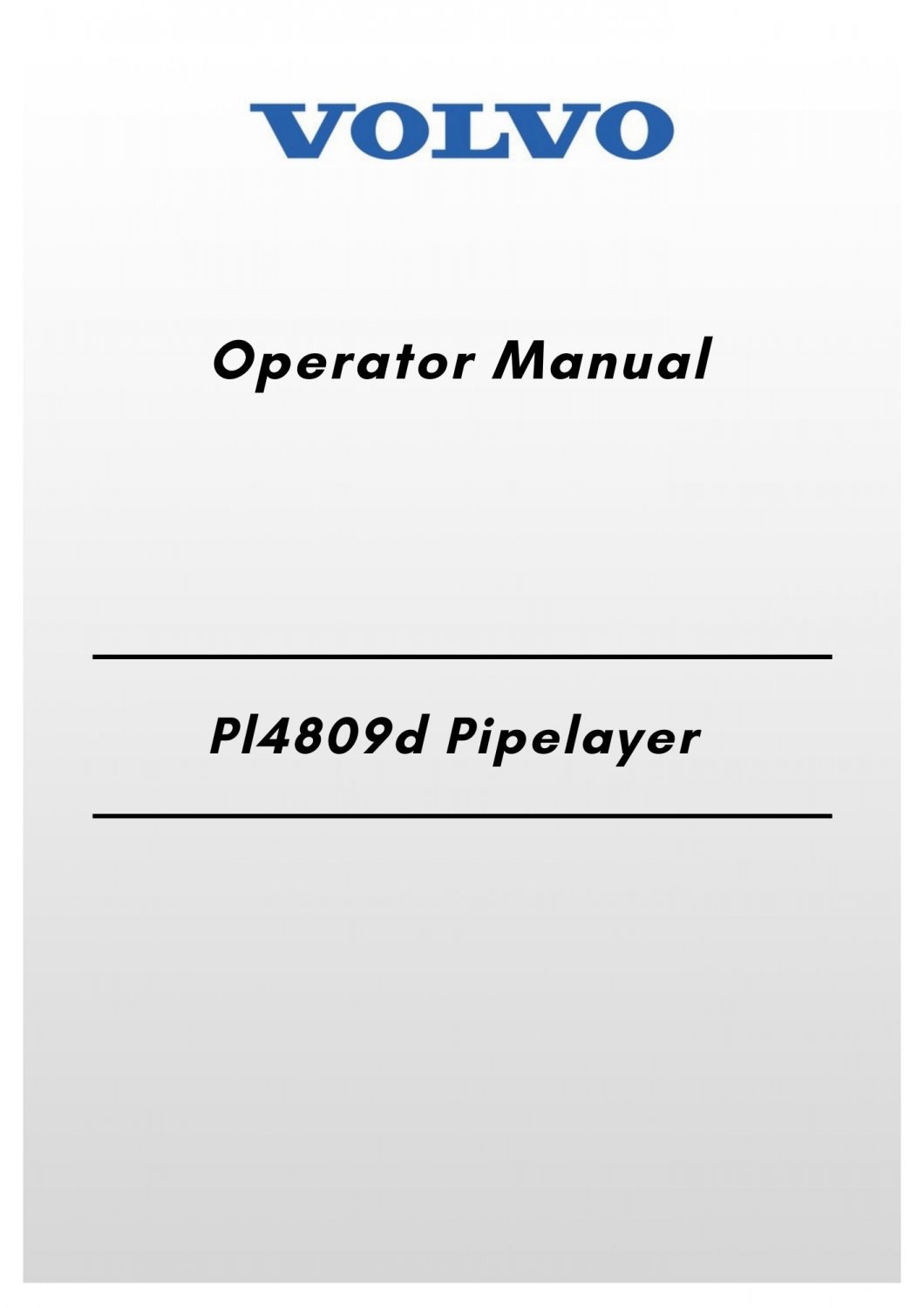Volvo Pl4809d Pipelayer Operator Manual