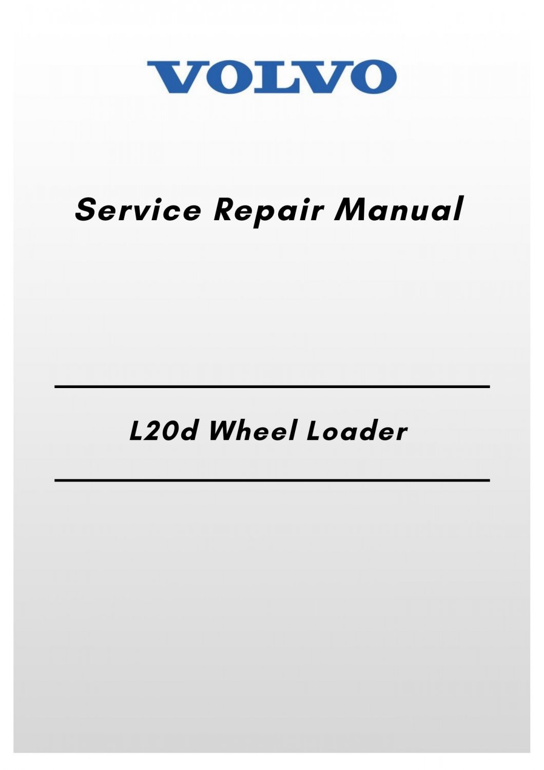 Volvo L20d Wheel Loader Service Repair Manual