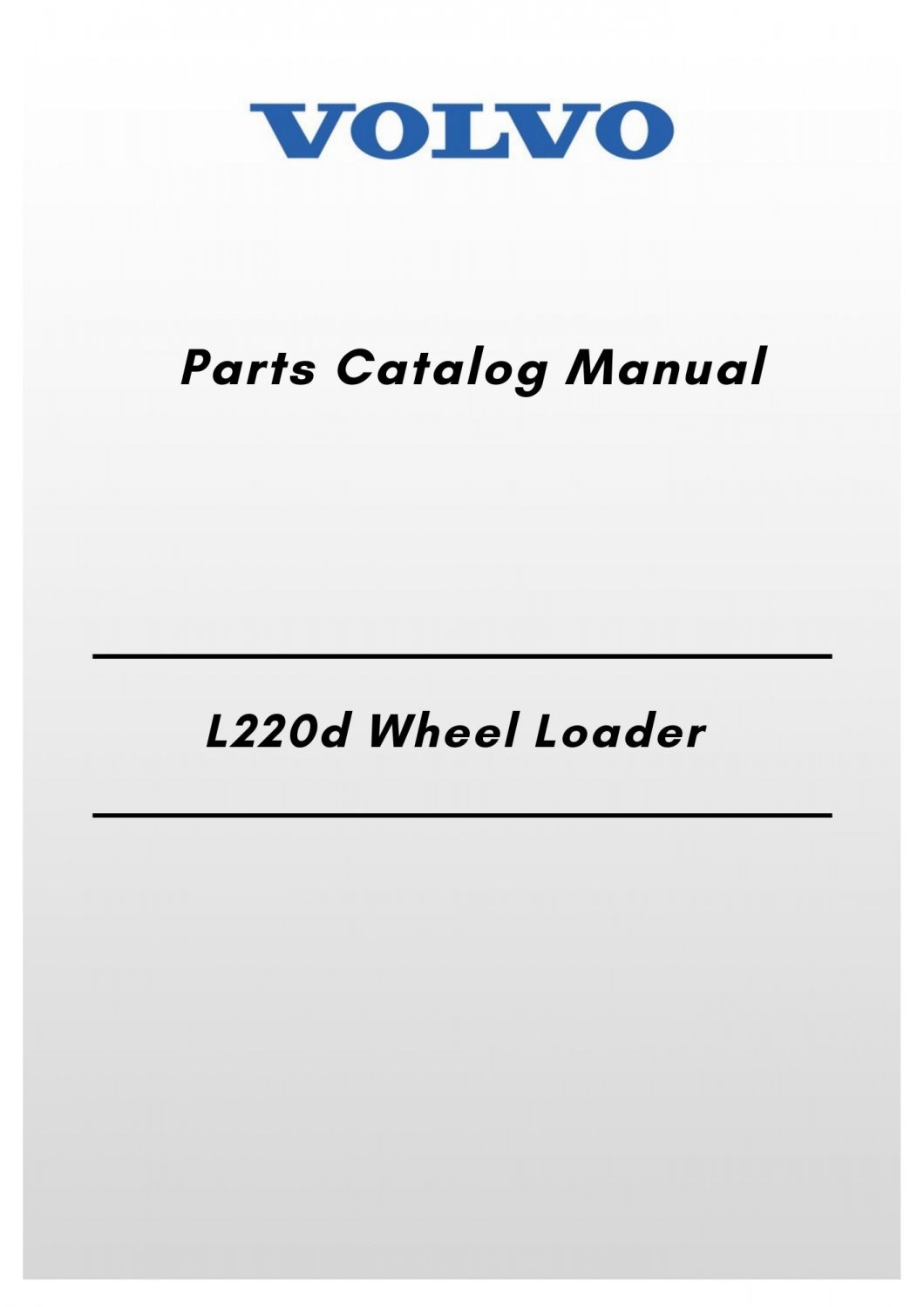 Volvo L220d Wheel Loader Parts Catalog Manual