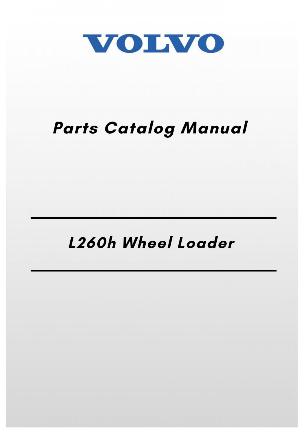Volvo L260h Wheel Loader Parts Catalog Manual