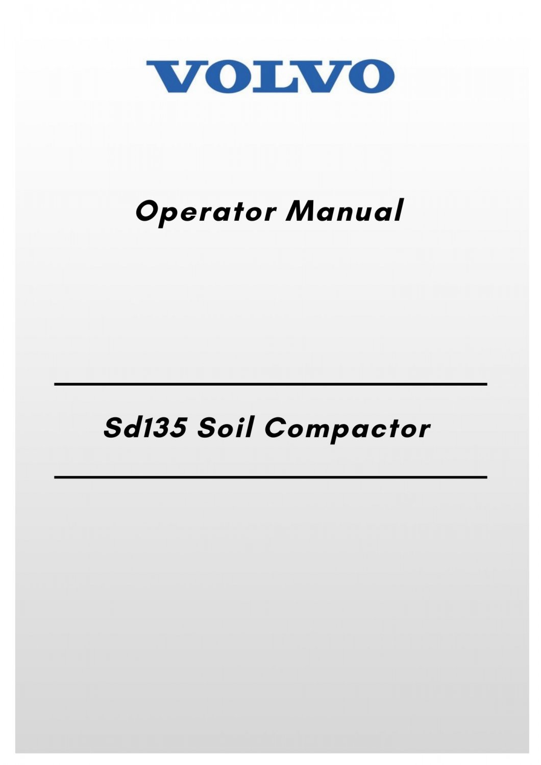 Volvo Sd135 Soil Compactor Operator Manual