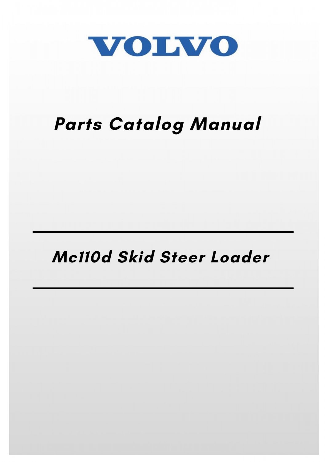 Volvo Mc110d Skid Steer Loader Parts Catalog Manual