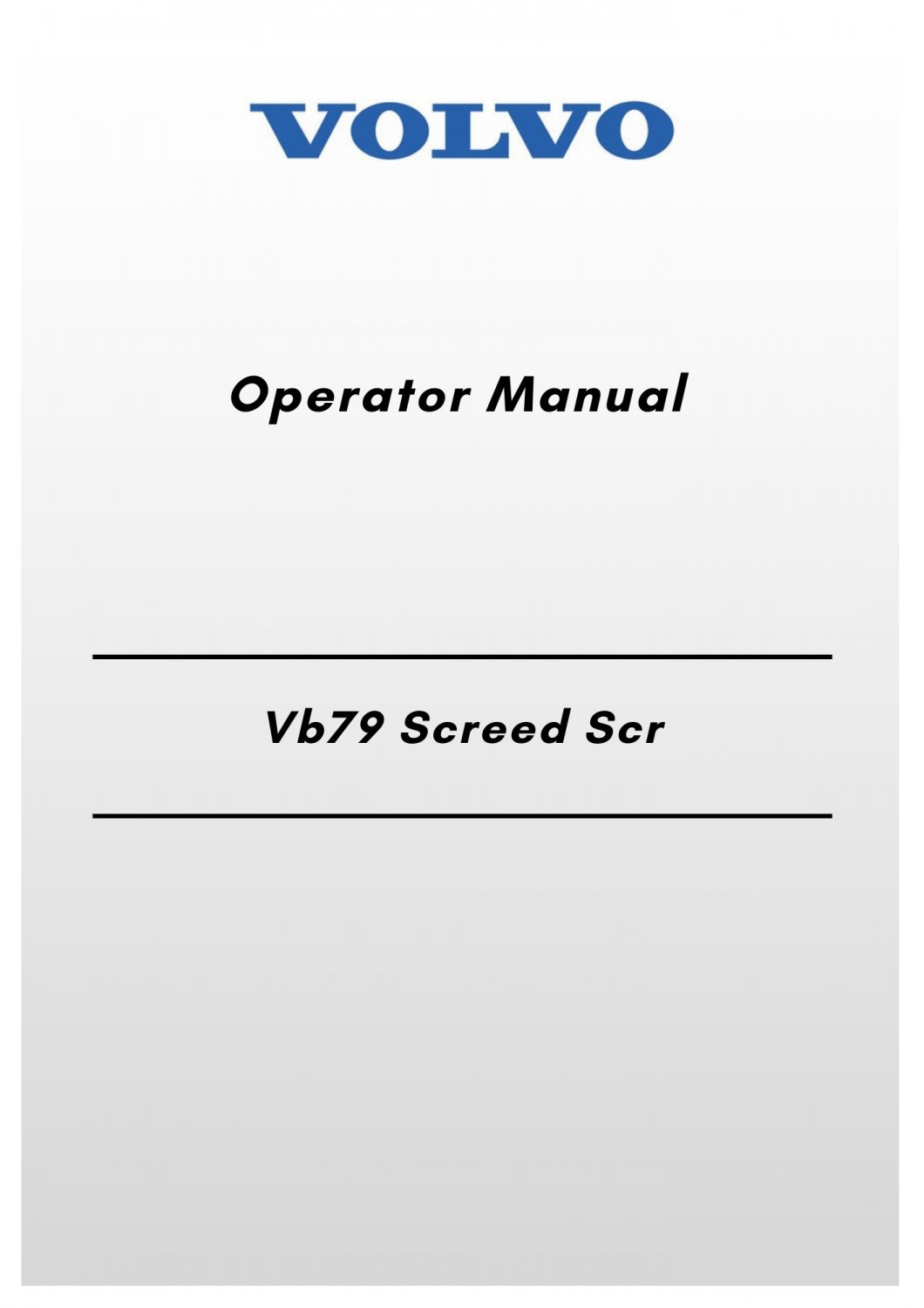 Volvo Vb79 Screed Scr Operator Manual