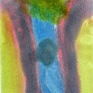 Original Abstract Watercolor Painting Art "The Earth & Moon" OOAK ACEO 6 Year Old Child Artist Mila