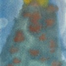 Original Abstract Watercolor Painting Art "Volcano" OOAK ACEO by 6 Year Old Artist Mila