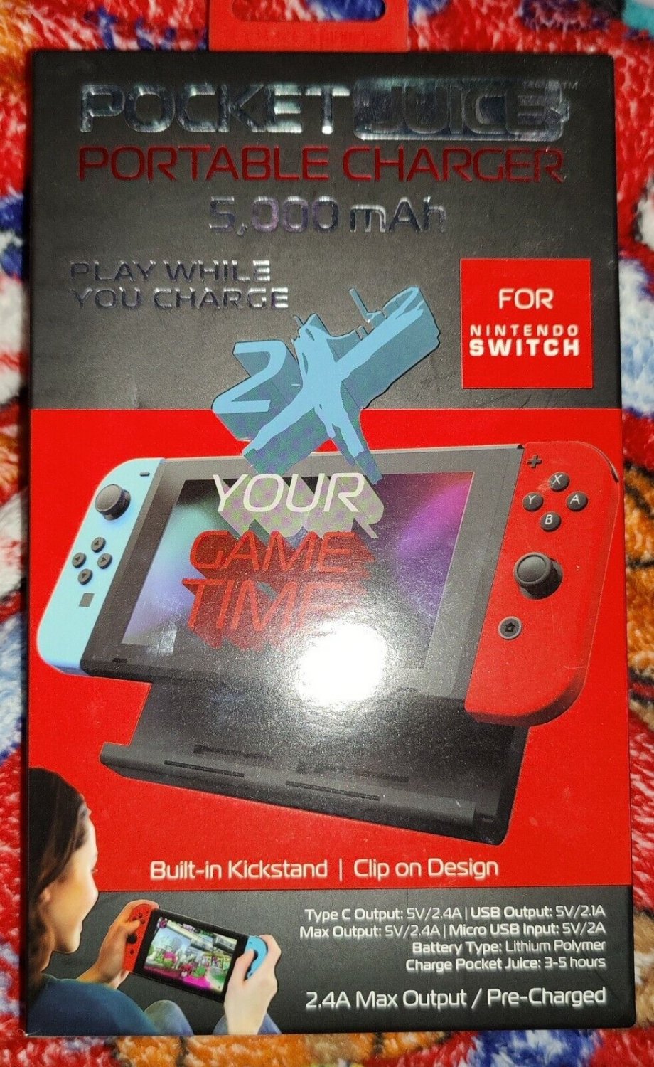 TZUMI Pocket Juice Portable Charger For Nintendo Switch 5,000mAh