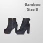 Bamboo size 8 black suede chunky heel booties