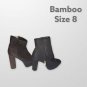 Bamboo size 8 black suede chunky heel booties