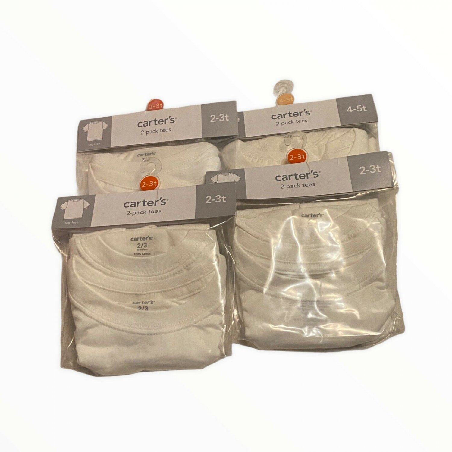 carter's tag free 2 pack undershirt white 100% cotton
