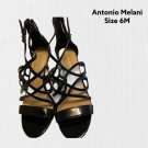 Antonio Melani Heels Size 6M Peep Toe Patent Leather Sling Back Pumps Black